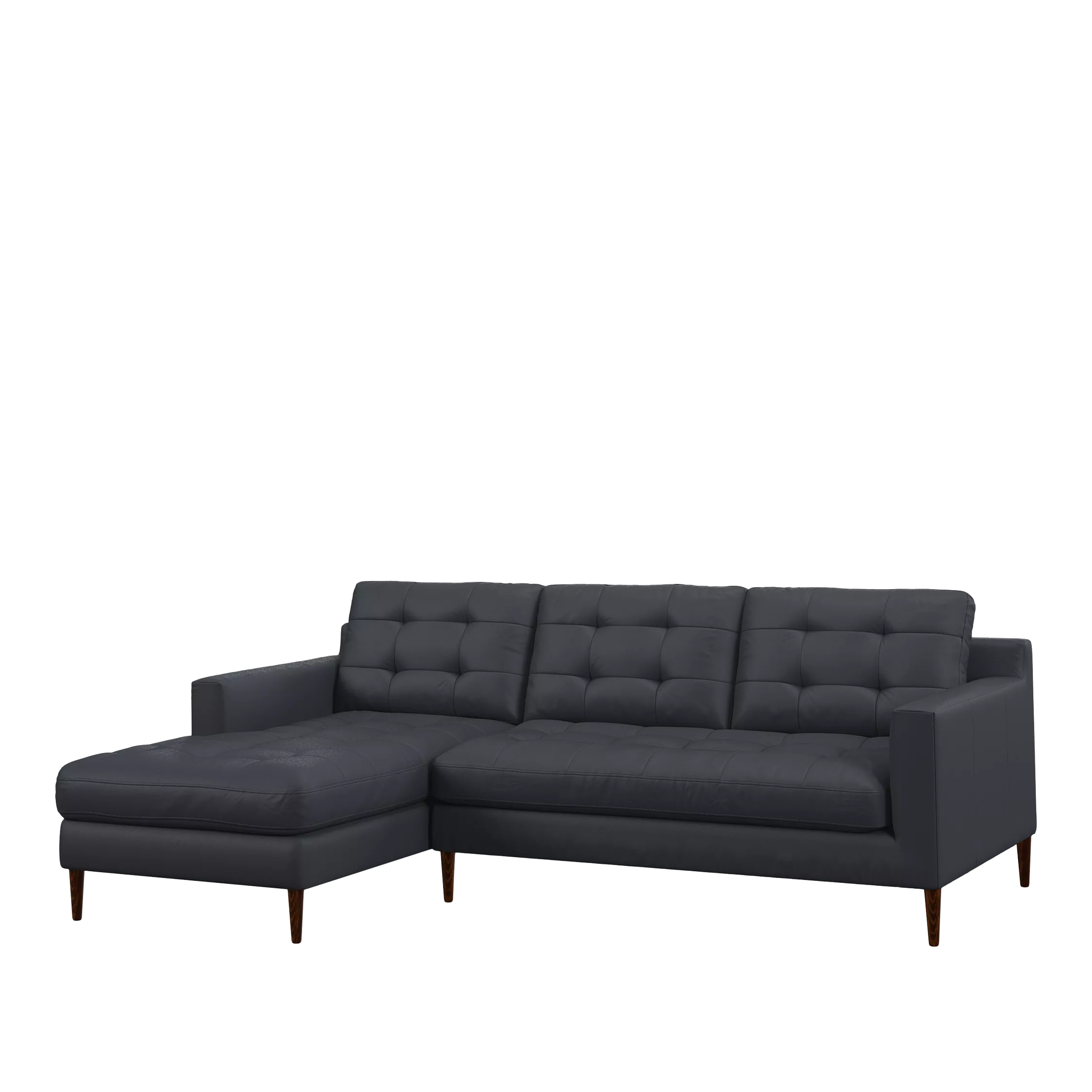 John Lewis Draper Ii Lhf Chaise Leather Sofa, Dark Leg, Matt Black