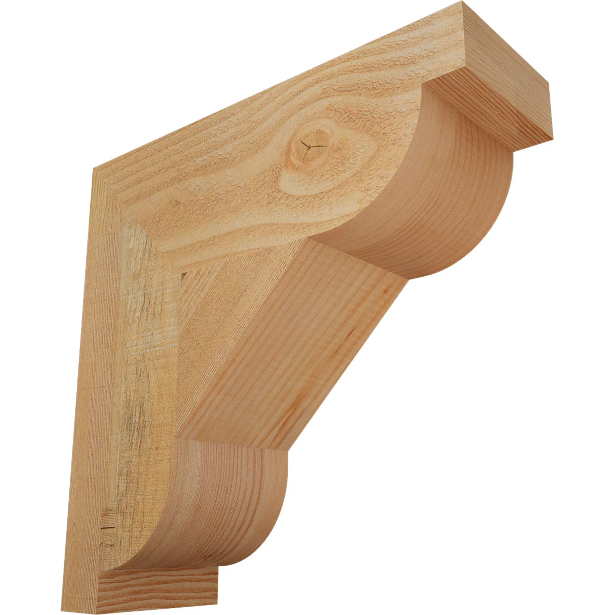 Rustic Wood Bracket, Traditional Style, Ionic Ends, 6"w X 18"d X 18"h, Rough Sawn Douglas Fir