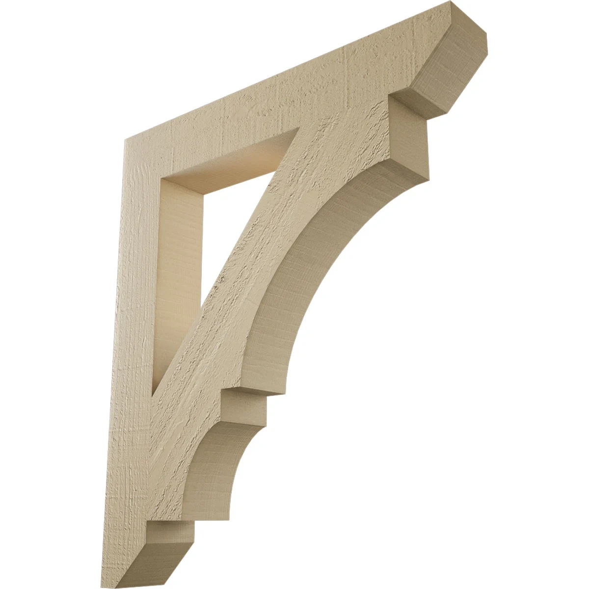 Timberthane Faux Wood Bracket, Balboa Style, Slat Ends, 4"w X 26"d X 30"h, Primed Tan