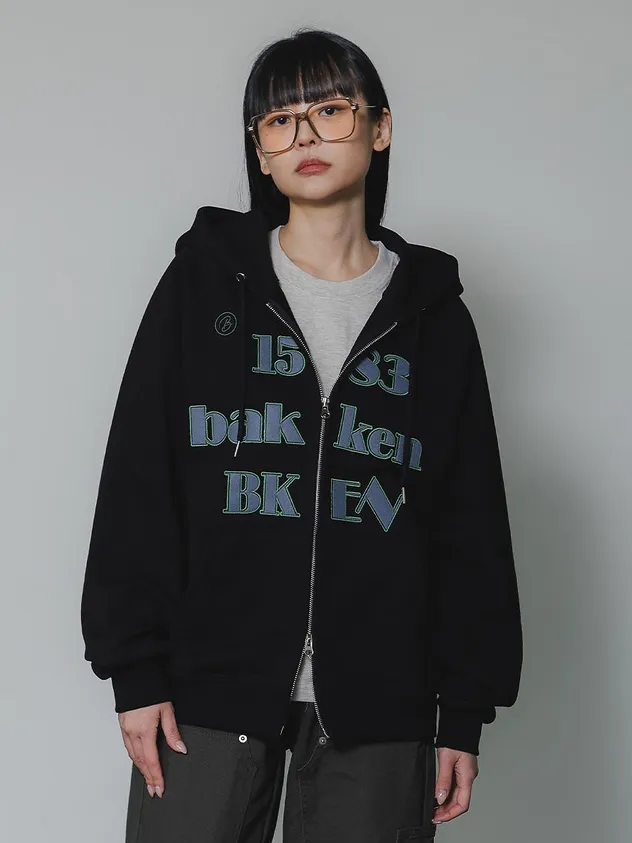 Heavyweight French Terry Hooded Zip-up Jacket [black]