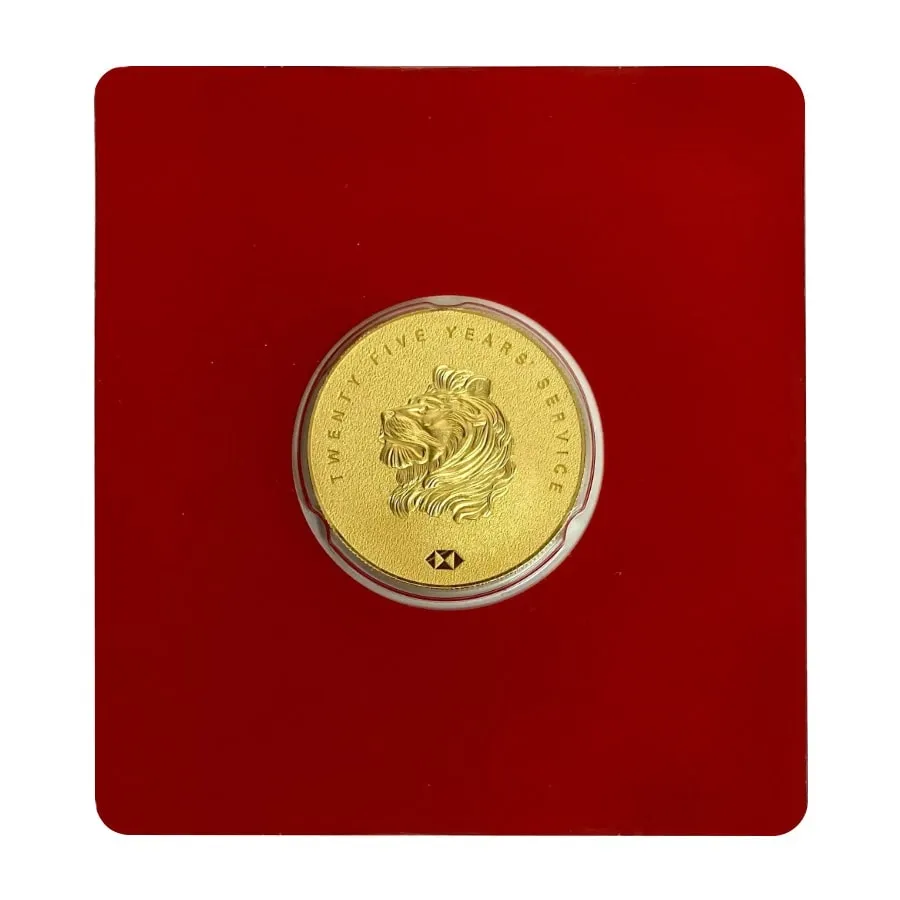 1 Oz Gold Round Pamp Suisse Hsbc 25 Years Of Service .9999 Fine In Assay
