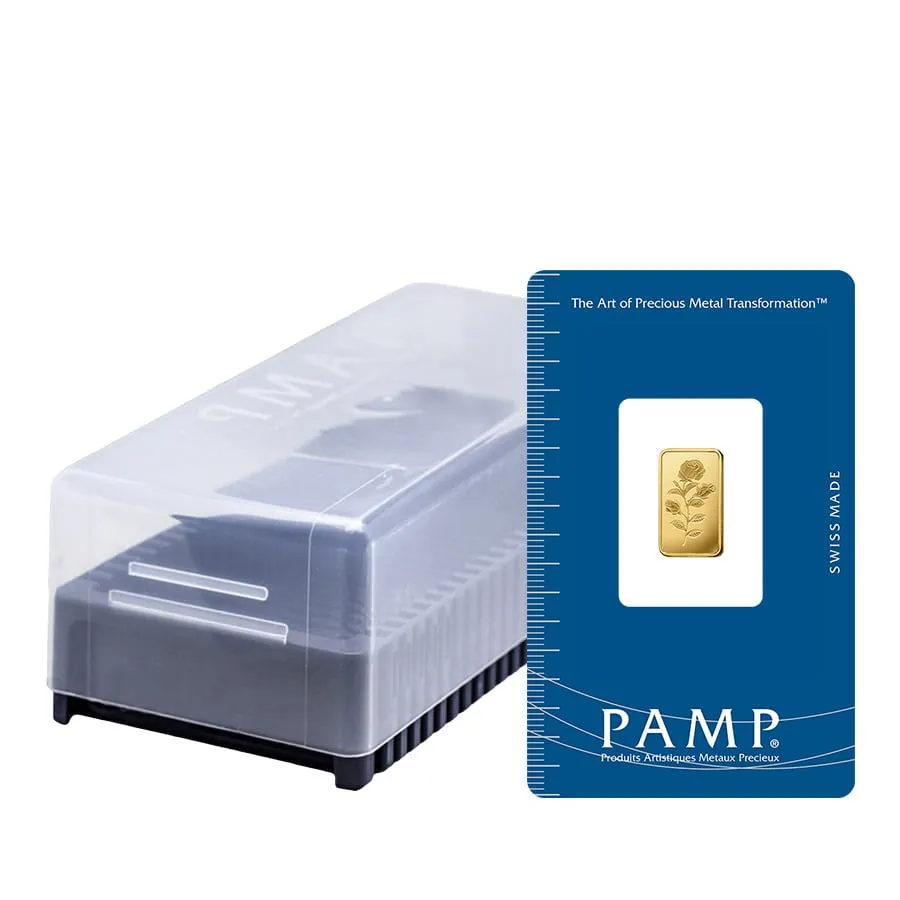 Box Of 25 1 Gram Pamp Suisse Rosa Gold Bars (999.9 Fine) In Assay