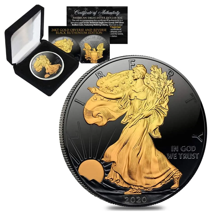 2020 1 Oz Silver American Eagle Coin Black Ruthenium