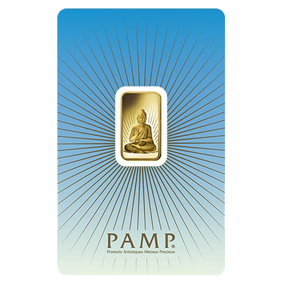 5 Gram Pamp Suisse Gold Bar Buddha In Assay 999.9 Fine