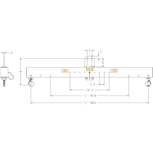 M&w 120"-144" Spread Adjustable Lift, Yellow - 6000 Lb. Capacity