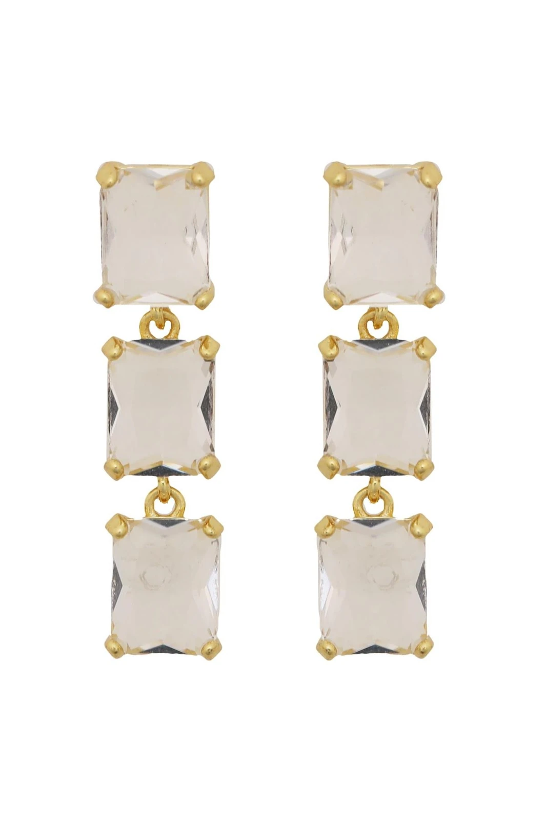 1.25 In Ear Gold Link Emerald Cut- Cl Clear
