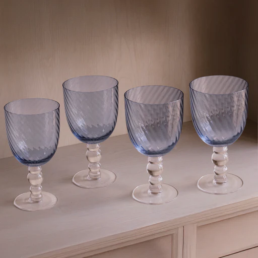 Glass French Swirl All Purpose Set Of 4 (blue)