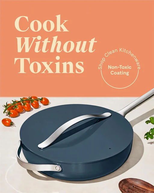 Nonstick Ceramic Sauté Pan With Lid - Navy