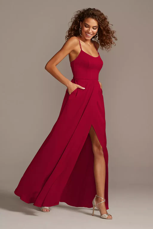 As Is Crepe-back Satin Spaghetti Strap Dress