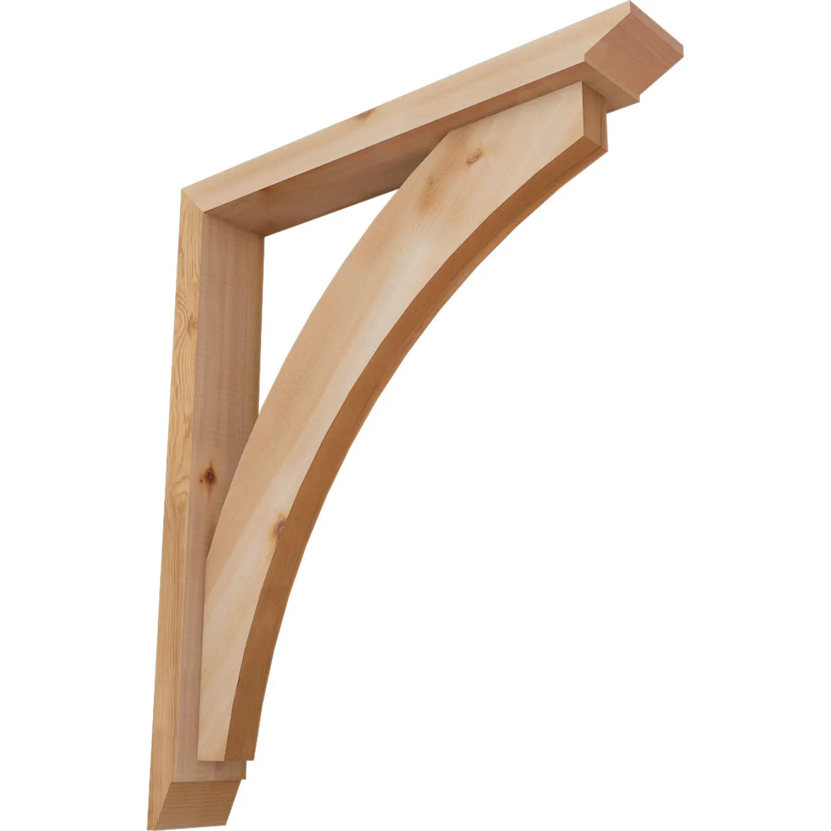 Rustic Wood Bracket W/ Offset Brace, Thorton Style, Coastal Ends, 3 1/2"w X 22"d X 26"h, Smooth Western Red Cedar