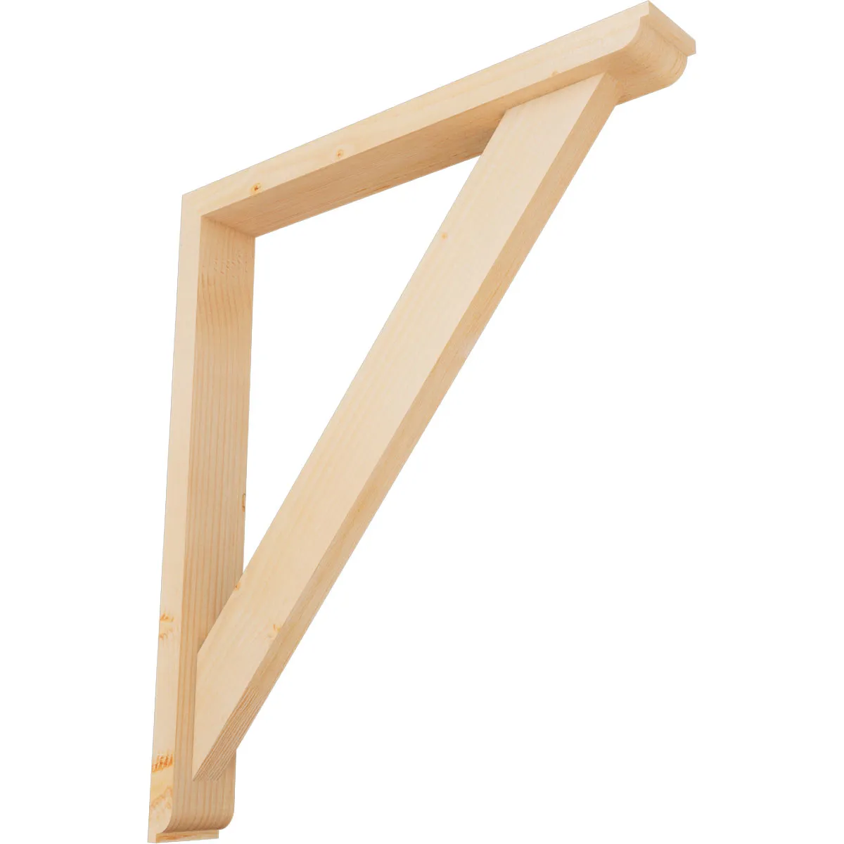 Rustic Wood Bracket W/ Offset Brace, Traditional Style, Ionic Ends, 3 1/2"w X 26"d X 30"h, Smooth Douglas Fir