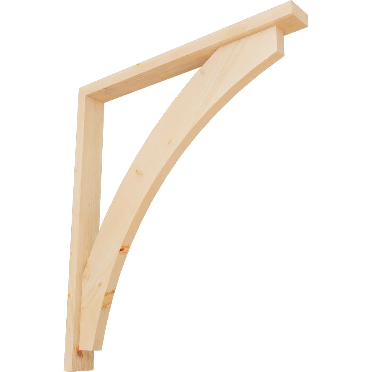 Rustic Wood Bracket W/ Offset Brace, Thorton Style, Block Ends, 3 1/2"w X 34"d X 38"h, Smooth Douglas Fir