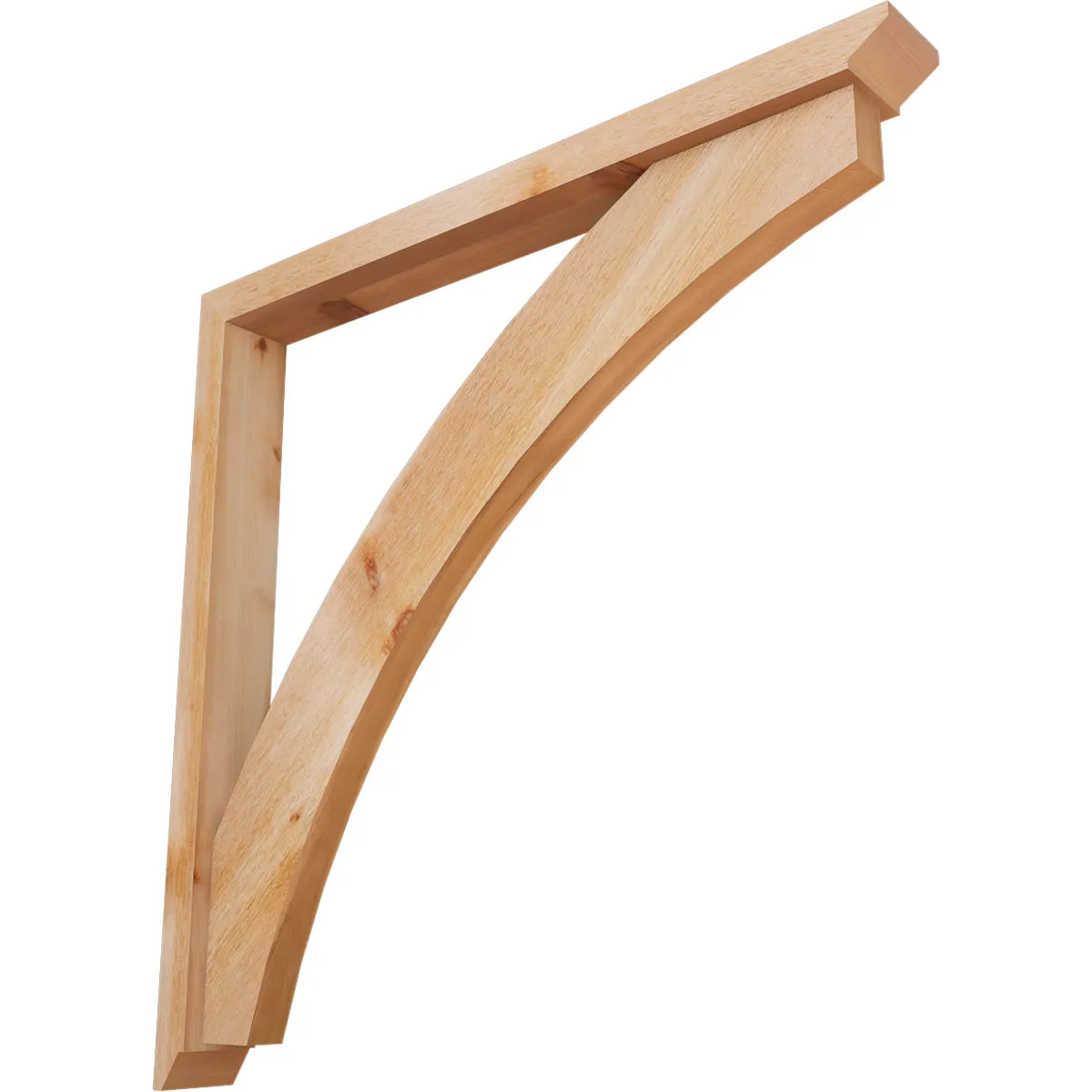 Rustic Wood Bracket W/ Offset Brace, Thorton Style, Coastal Ends, 4"w X 38"d X 38"h, Rough Sawn Western Red Cedar