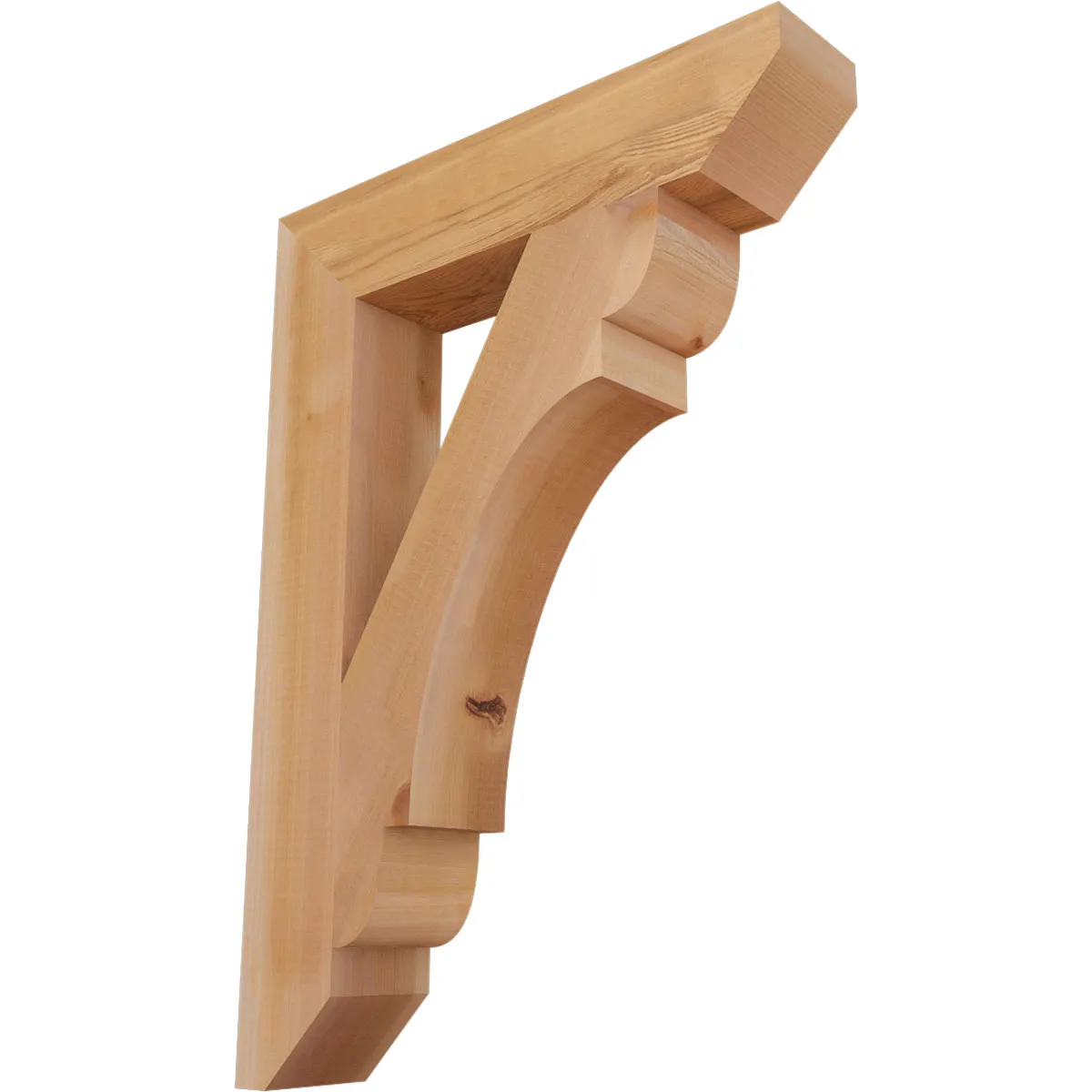 Rustic Wood Bracket, Olympic Style, Slat Ends, 3 1/2"w X 20"d X 28"h, Smooth Western Red Cedar