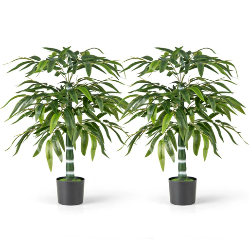 Set Di 2 Alberi Di Bambù Artificiali Da 100 Cm Con Rami Regolabili