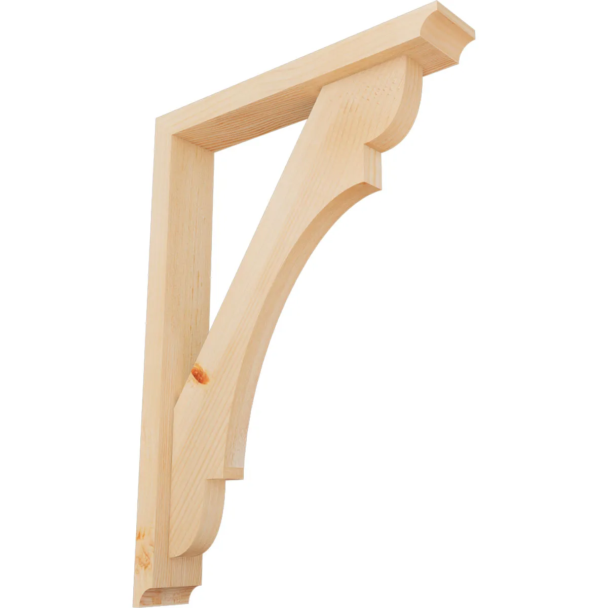 Rustic Wood Bracket W/ Offset Brace, Olympic Style, Cove Ends, 3 1/2"w X 20"d X 28"h, Smooth Douglas Fir