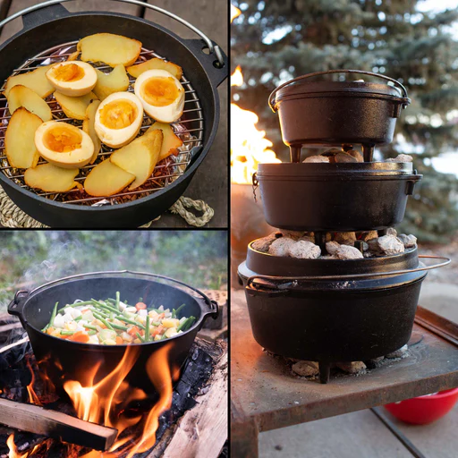 Dutch Oven Forno Olandese Con Pentola In Ghisa 2l Sottopentola E Solleva Coperchio Per Fuoco Campeggio