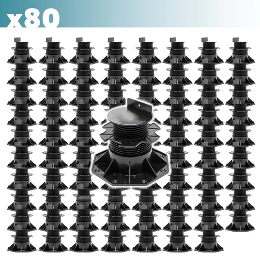 Set 80 Supporti Per Pavimenti Galleggianti, Altezza Regolabile 60-128mm Max 2700 Kg, Pavimenti Decking
