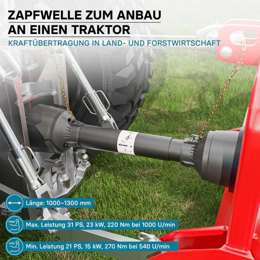 Albero Cardanico T2 Giunto Cardanico 1000-1100mm 270nm 540rpm Cardano 23kw (31cv) 2x 1 3/8" 6 Denti