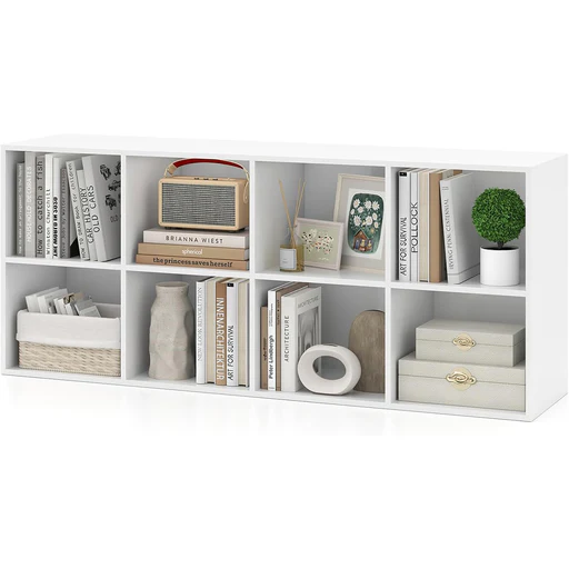 Libreria A 8 Cubi Con 2 Kit Anti-ribaltamento, Organizzatore Di Stoccaggio Con Capacità Di Carico Superiore A 80 Kg Bianco-librerie