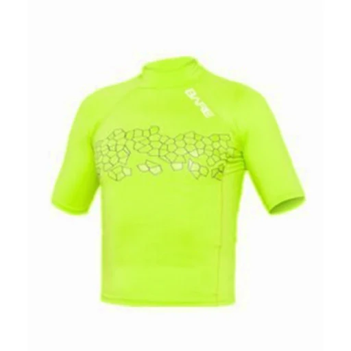 Bare Youth Neon Yellow Short Sleeve Sunguard Rash Guard W/ 50+ Spf Uv Protection