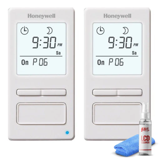 2-pack Honeywell Home 7-day Programmable Light Switch Timer -white + Lcd Cleaner