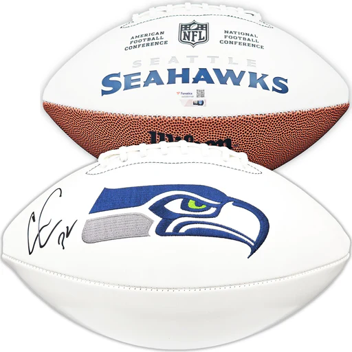 Chris Carson Auto Seattle Seahawks White Logo Football Fanatics Holo
