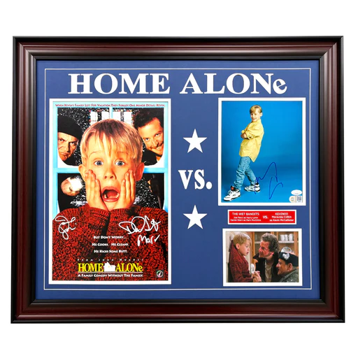 Home Alone Cast Macaulay Culkin Pesci Stern Signed Poster 8x10 Photo Framed Jsa