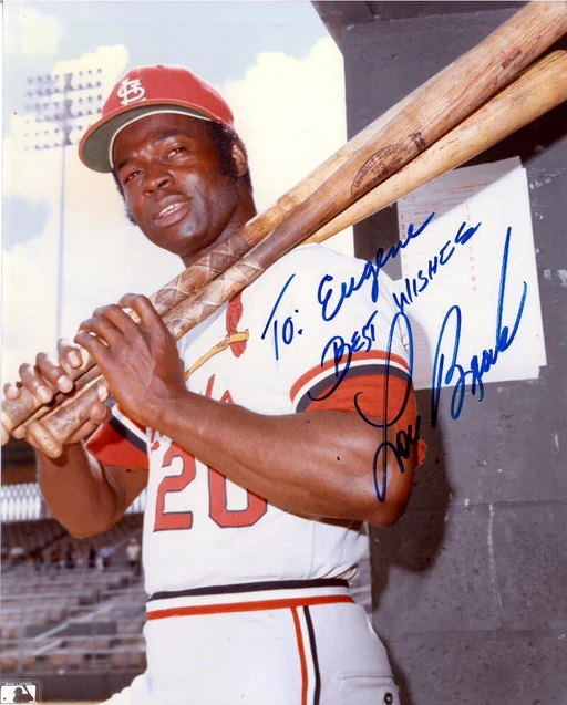 Lou Brock Signed St. Louis Cardinals Mlb 8x10 Photo To Eugene- Coa