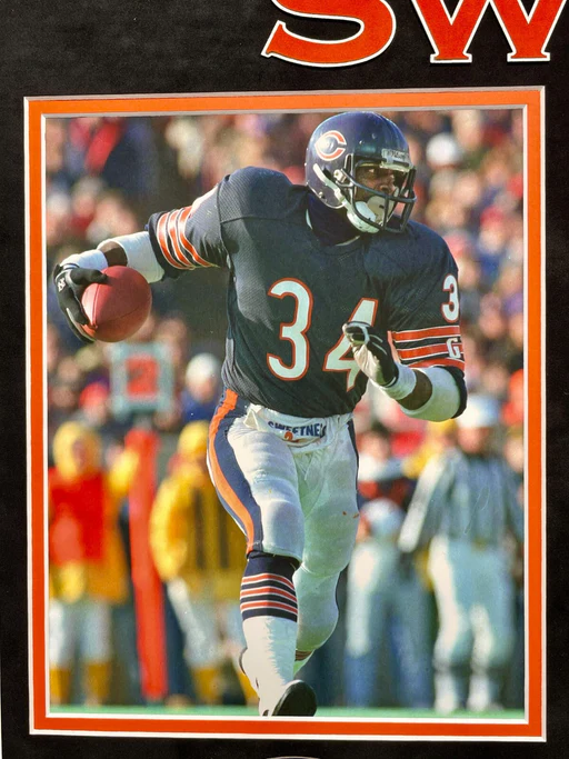Walter Payton Autographed Cut Triple 8x10 Framed Photo Collage Bears Psa/dna Coa