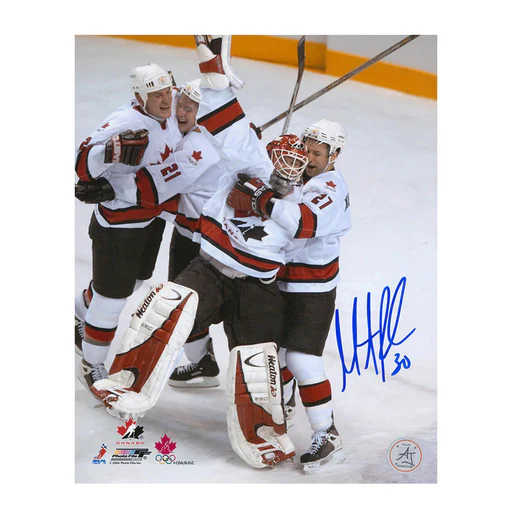 Martin Brodeur Team Canada Autographed Olympic Gold Celebration 8x10 Photo