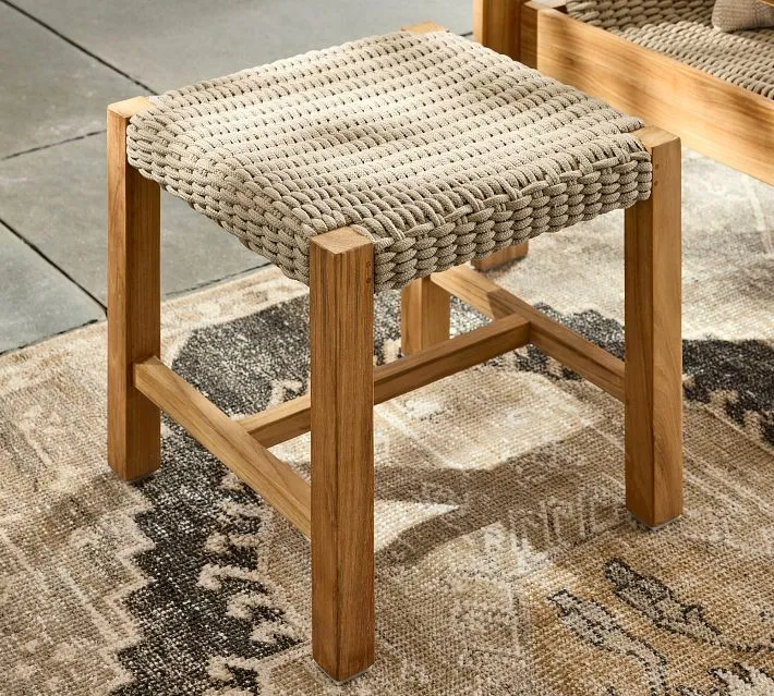 Malibu Teak & Rope Square Outdoor Accent Table (20")