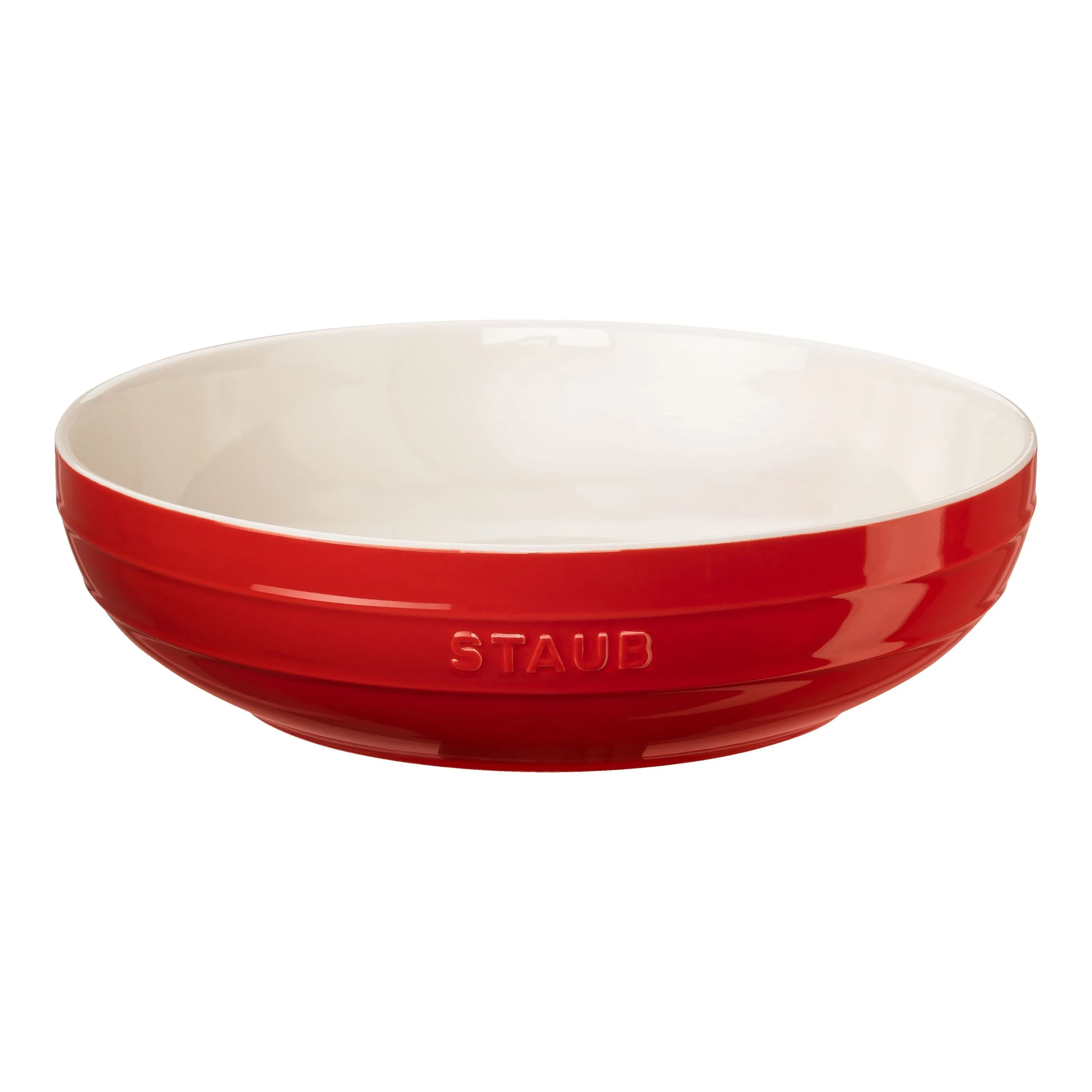 Staub Stoneware 11.5-inch, Shallow Serving Bowl, Cherry