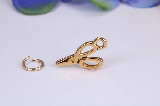 Scissor Charm, Traditional Charm, Made From Solid Cast Yellow Gold, British Hallmarked