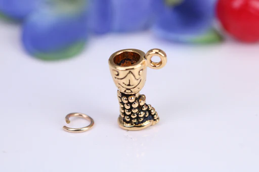 Wine Goblet Charm, Traditional Charm, Made From Solid Cast Yellow Gold, British Hallmarked