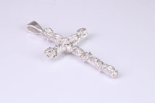 47 Mm Long, Solid And Chunky Ornate Cross, Made From Solid Cast Silver, British Hallmarked