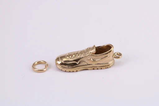 Trainer Shoe Charm, Traditional Charm, Made From Solid Yellow Gold, British Hallmarked, Complete With Attachment Link