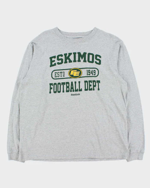 Vintage 00s Reebok Edmonton Eskimos Nfl Crewneck Long Sleeve T-shirt - Xl