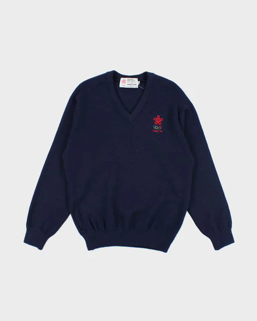Vintage 80's Calgary Winter Olympics Heavyweight Knit Jumper - L