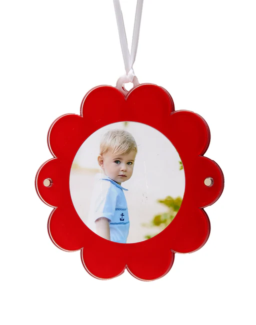 Double-sided Daisy Ornament - Red