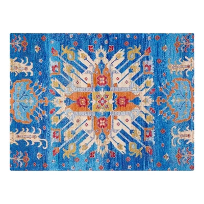36"x48" Las Cruces 1/2" Rug'd Chair Floor Mat Blue/orange - Anji Mountain: Durable, Indoor Abstract Design, Easy Clean