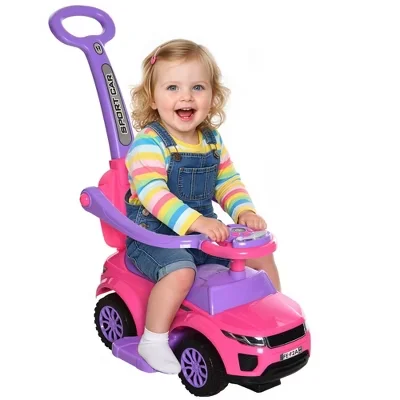 2-in-1 Push Car For Toddlers, Ride-on Sliding Car With Music, Lights & Safety Bar, Pink