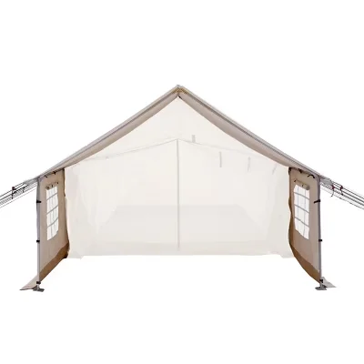 White Duck Canvas Porch With Stove Jack & Removable Side Walls, Water Repellent Awning For Tents, Cotton Canvas, Multiple Sizes