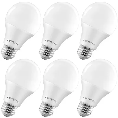 Luxrite A19 Led Bulb 75w Equivalent, 1100 Lumens, 4000k Cool White, Dimmable 11w, Enclosed Fixture Rated, E26 Medium Base 6 Pack