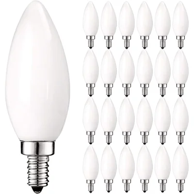 Luxrite 5w Frosted E12 Led Bulb 60w Equivalent, 2700k Warm White, 450 Lumens, Dimmable, Tip Glass, Candle Light Bulbs, Ul Listed 24 Pack