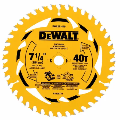 Circular Saw Blade, 40t, 5/8 In Arbor, 7-1/4 In.