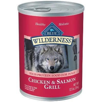 Blue Buffalo Wilderness High Protein Natural Adult Wet Dog Food With Salmon & Chicken Grill - 12.5oz