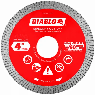 Diamond Continuous Rim Cut-off Disc, Masonry, 4-in.
