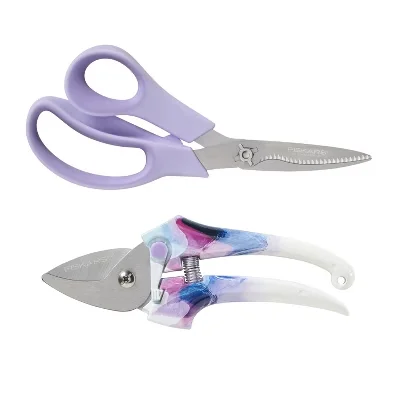 Fiskars 2pc Designer Pruner Garden Tool Set Lavender