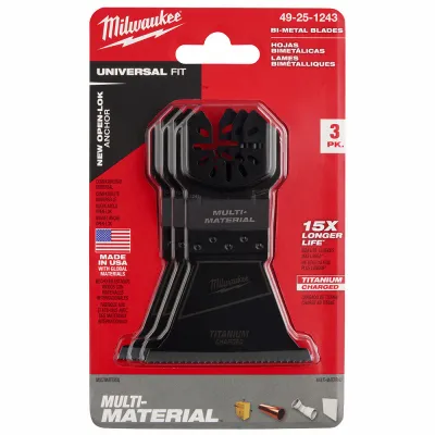 Open-lok Oscillating Multi-tool Blade, Titanium Charged Bi-metal, 2-1/2 In., 3-pk.
